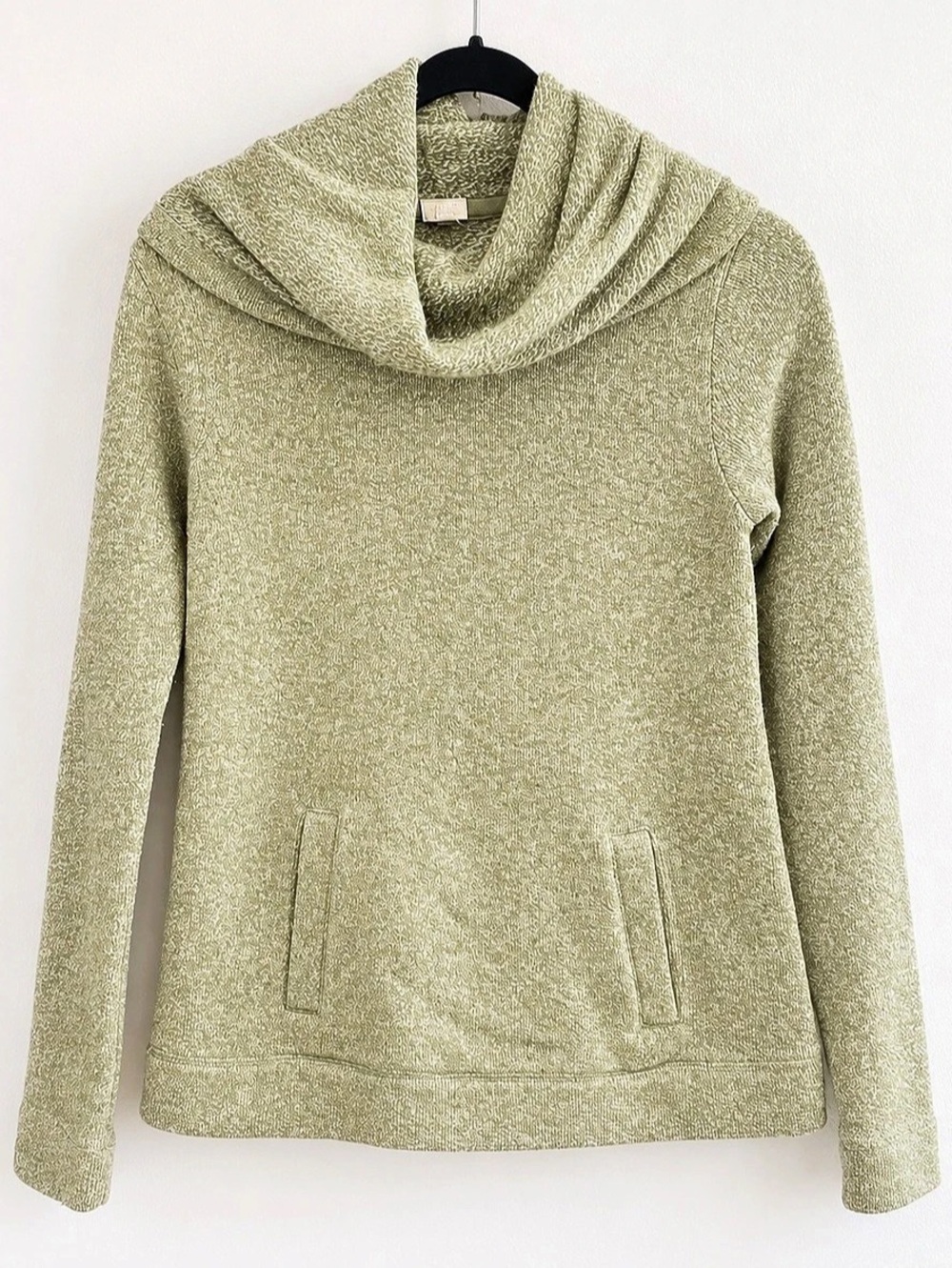 J.Crew XS Sage Green Marled Cowl Neck Pullover Sweater Long Sleeve Cozy Knit